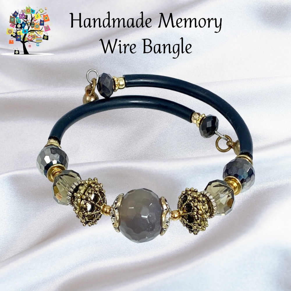 Memory Wire Wrap Bangle Bracelet Smokey Purple Handmade